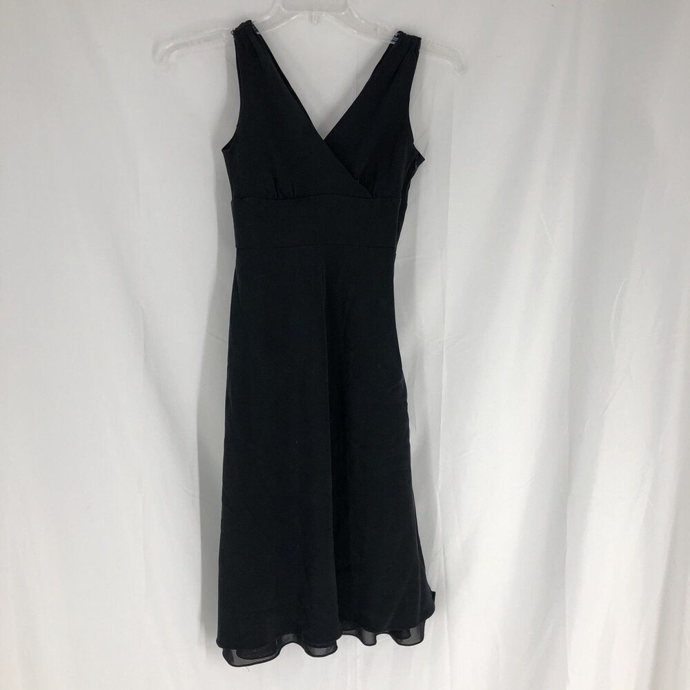 J.Crew Sz P2 V-Neck Sleeveless 100% Silk Fit And Flare Dress Polyester Lined